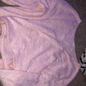 pink fuzzy sweater